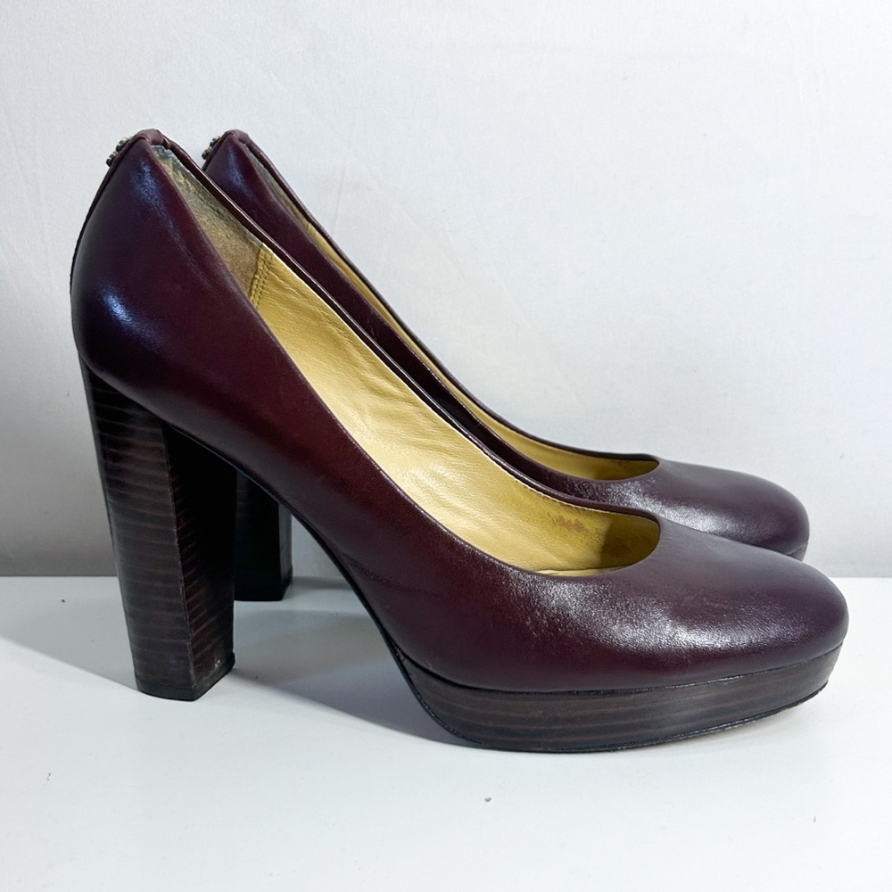 Coach Women’s Tonianne Burgundy Smooth Leather Pumps High Heels Size 8B - Picture 2 of 9